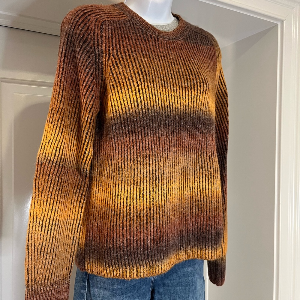 Karl Lagerfeld Ombre Brown and Mustard Crewneck Sweater